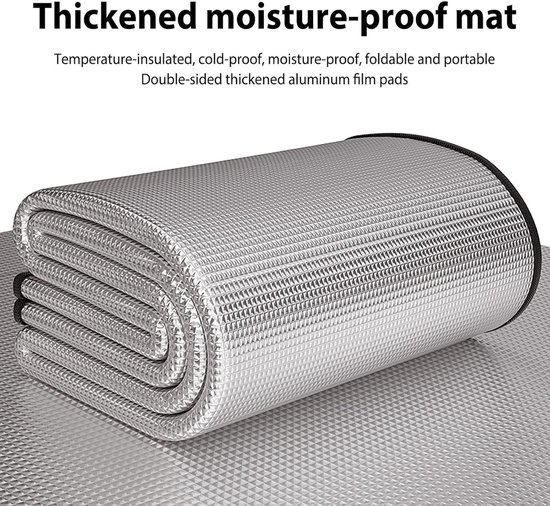 Isolatiemat Camping - Picknickmat Slaapmat - Buiten Ontspannen - Waterdicht Aluminiumfolie - 150 x 200 cm - Grijs — afbeelding 4