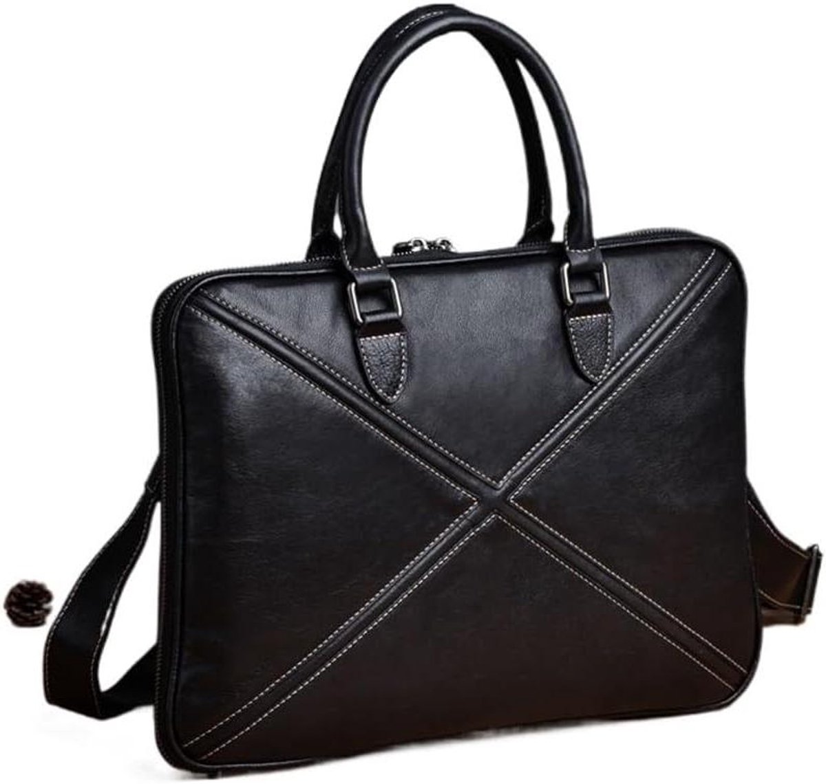 Leren Aktetas - Laptoptas Heren - Kantoorwerk Documenten - Echt Leer - 36x27x4.5 cm - Bruin
