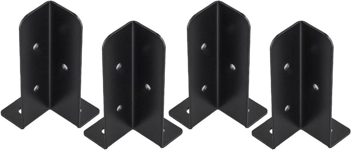 Paalanker Basis - Paalhouder Hout - Terras Bouwen - Verstelbaar & Roestbestendig - 4 stuks - Zwart
