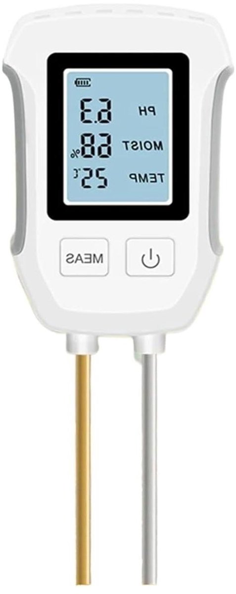 Bodemvochtigheidsmeter PH-meter - Bodemtester Tuinmeter - Plantenverzorging Optimaliseren - Nauwkeurige Bodem Analyse - pH 3-9 Vocht 0-90% - Grijs