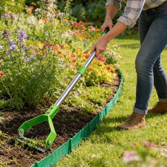 Tuinschoffel Lange Steel - Onkruidsteker Hark - Onkruid Wieden - Buigvaste Kop - 41 x 16 x 11 cm - Groen van Tuinschoffel. — afbeelding 5