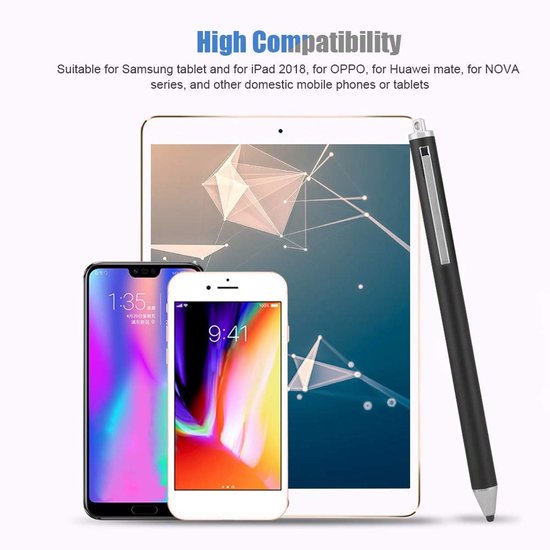 Dailygoody - Stylus pen - Hoge gevoeligheid - Ergonomisch ontwerp - Zwart - Tablet pen - Geschikt voor smartphones - Eenvoudig in gebruik — afbeelding 2