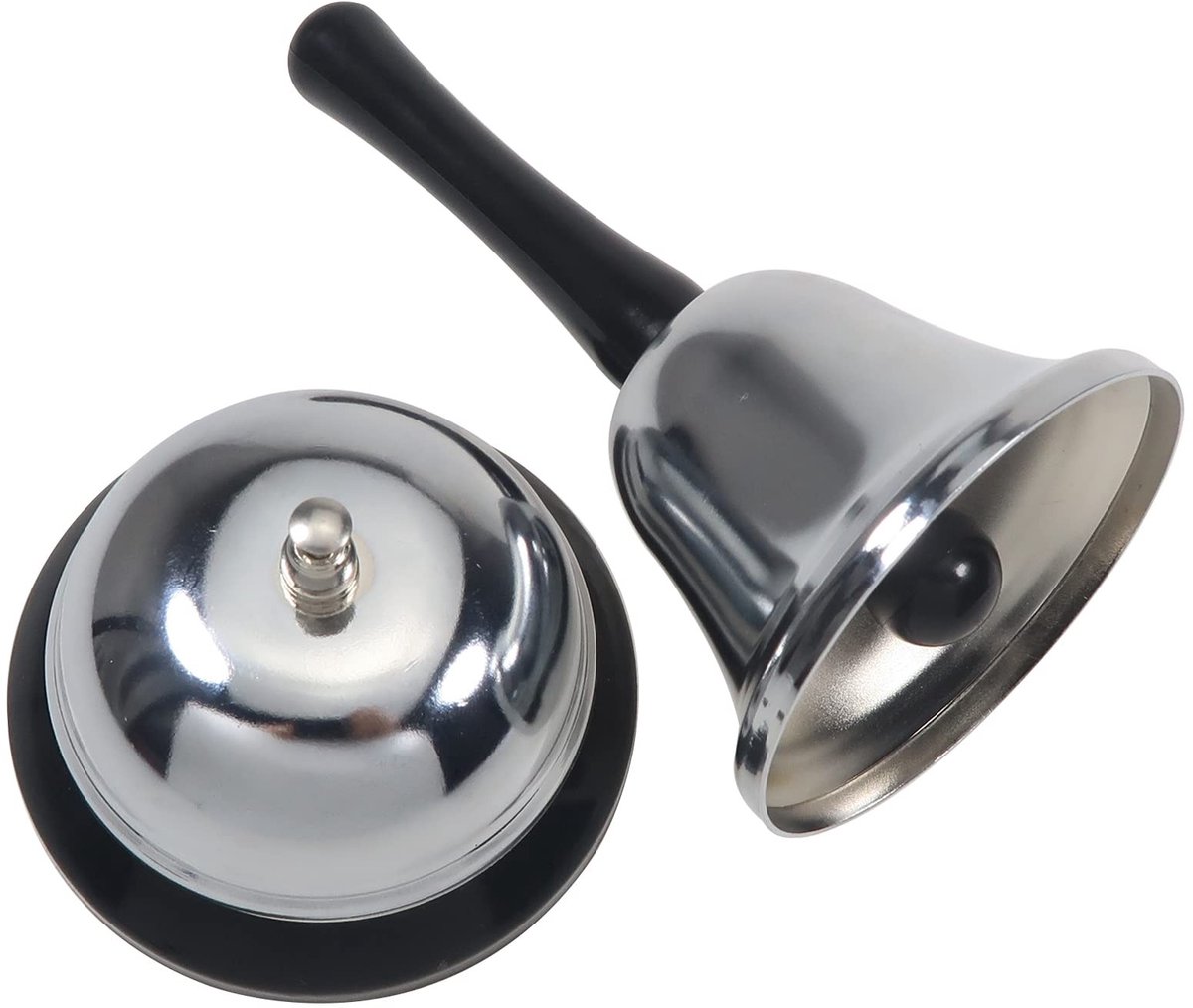 Dailygoody - Handlampen - Restaurantbel - Roestvrij staal - Zilver - Metalen bel - 2 stuks - Geschikt voor keukens, bars, scholen en ziekenhuizen