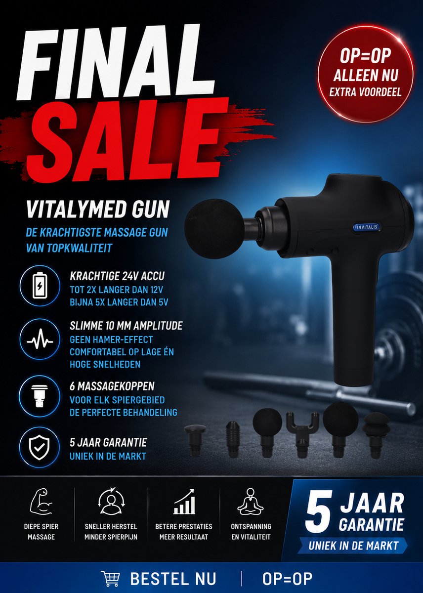 Invitalis Vitaly Med Gun Massage Gun voor Rug en Nek - Invitalis - €79,00