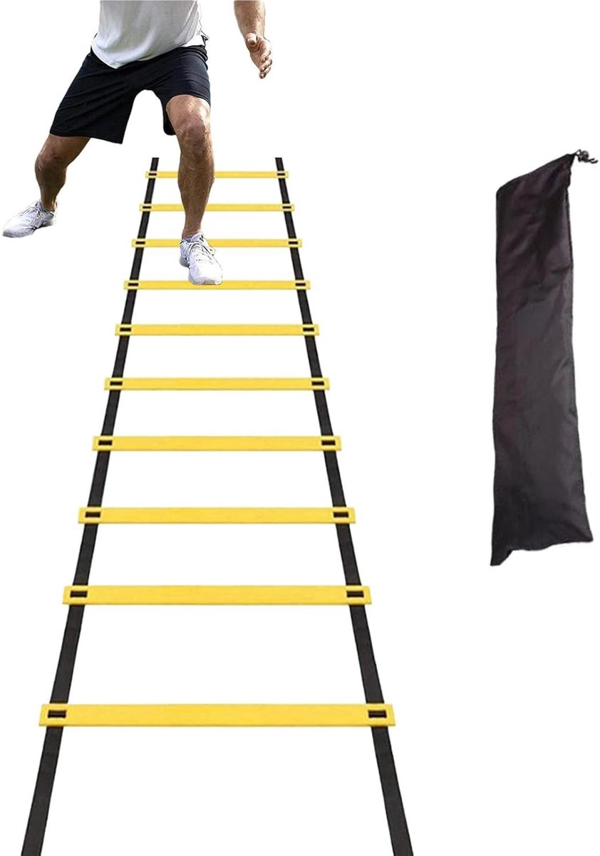 Voetbal ladder - Agility ladder - Atletische training - Direct klaar voor gebruik - 500 x 40 cm - Zwart