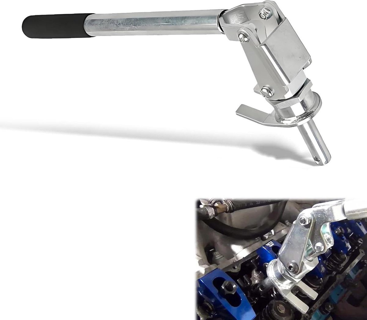 Ventielveer Compressor - Motor Gereedschap - Motoronderhoud - Eenzijdig Bedienbaar - 30cm Schacht - Zilver