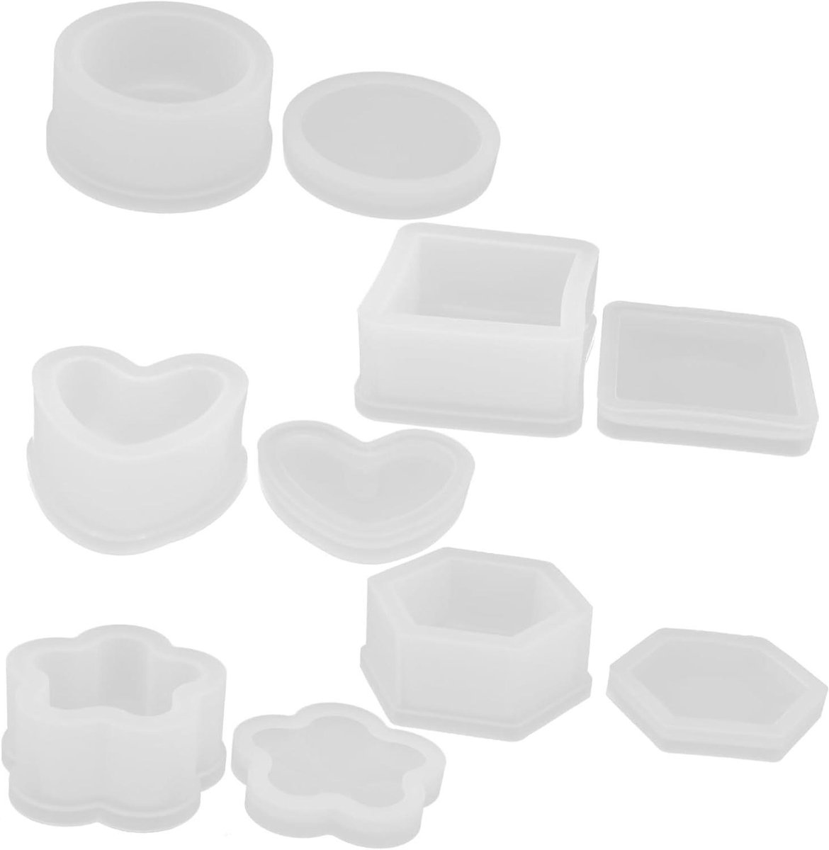 Hars Mallen Set - DIY Doosjes - Sieraden Maken - Met Deksel - 5 Stuks - Wit