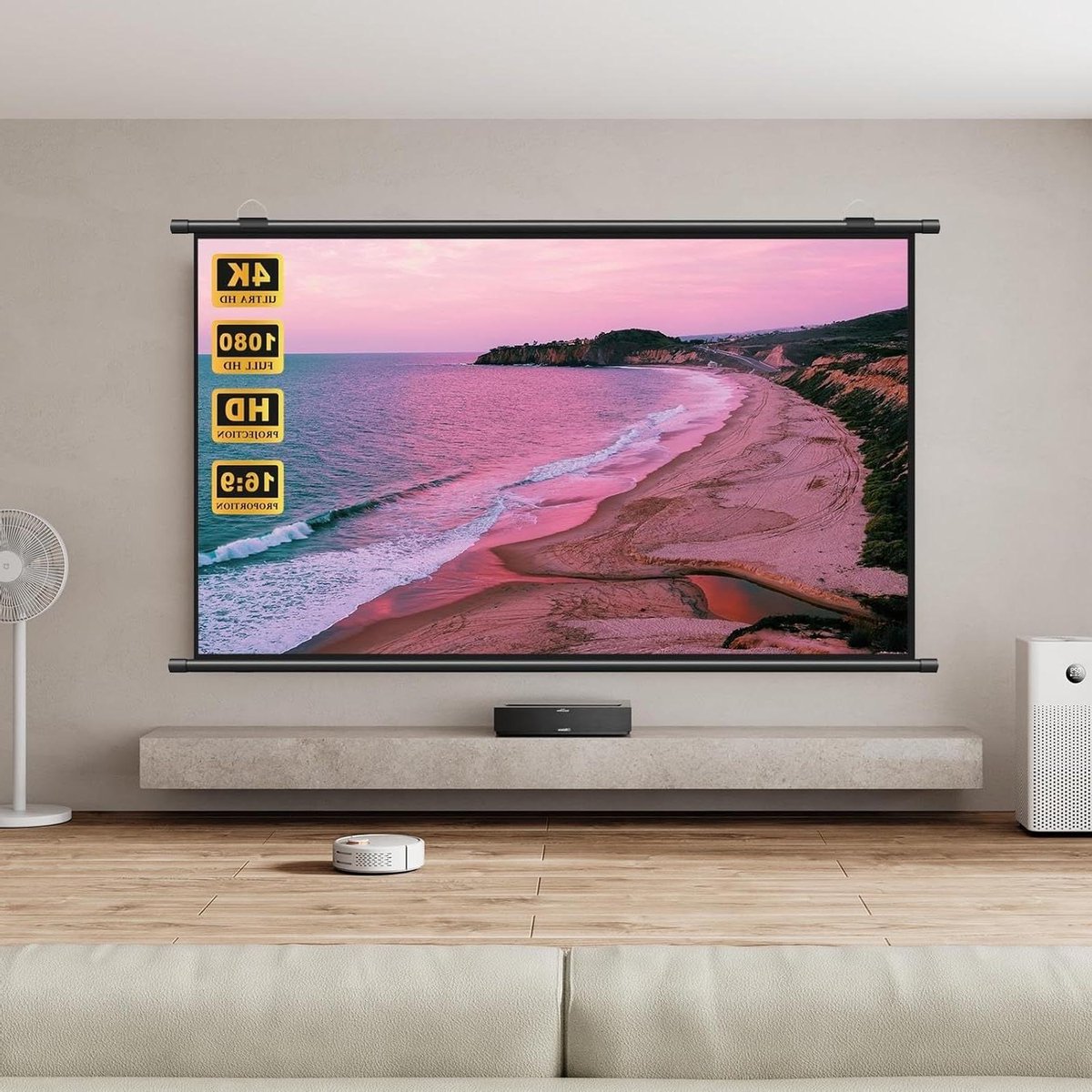 Projectiescherm - Beamerdoek - Thuisbioscoop Ervaring - 178 Graden Kijkhoek - 72 Inch 16:9 - Wit