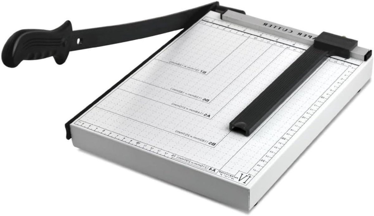 Papiersnijder Guillotine - Papier Trimmer Snijmachine - Documenten Snijden - Verstelbare Maatgeleider - 32 x 27 x 4 cm - Multi