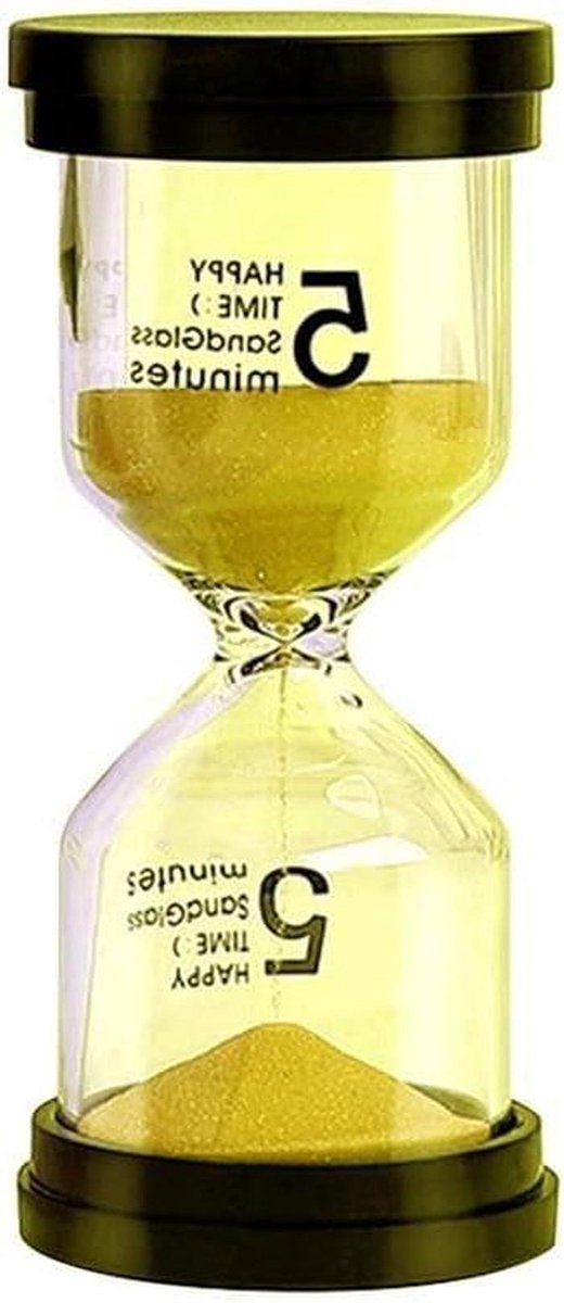 Zandloper Timer - Drijfzand Timer - Productiviteit Verhogen - Visueel Aftellen - 5 x 5 x 10 cm - Geel