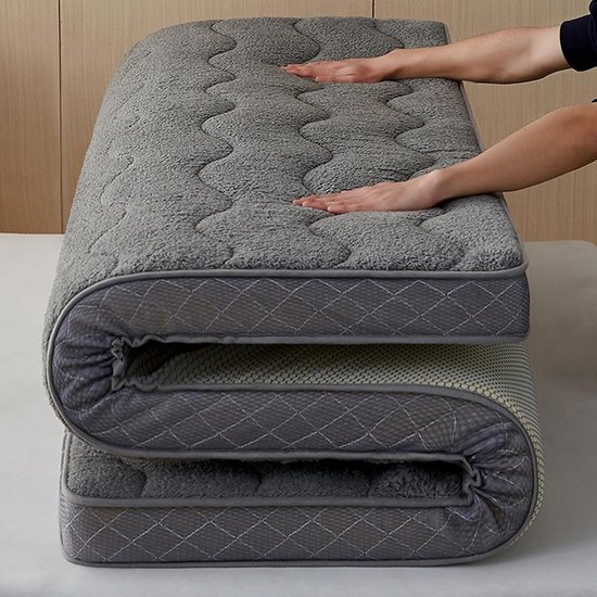 Japanse Futon Matras - Tatami Mat Vloermat - Ruimte Besparen - Dubbele Laag Rand - 100x200 cm - Grijs — afbeelding 2