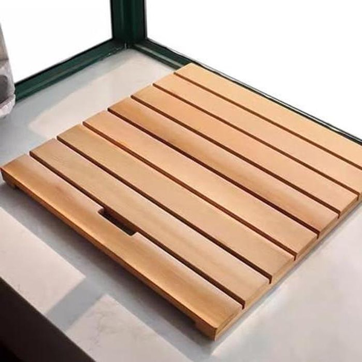 Houten badmat - Badkamer mat - Veilig douchen - Met handvat - 30 cm breed - Houtkleur