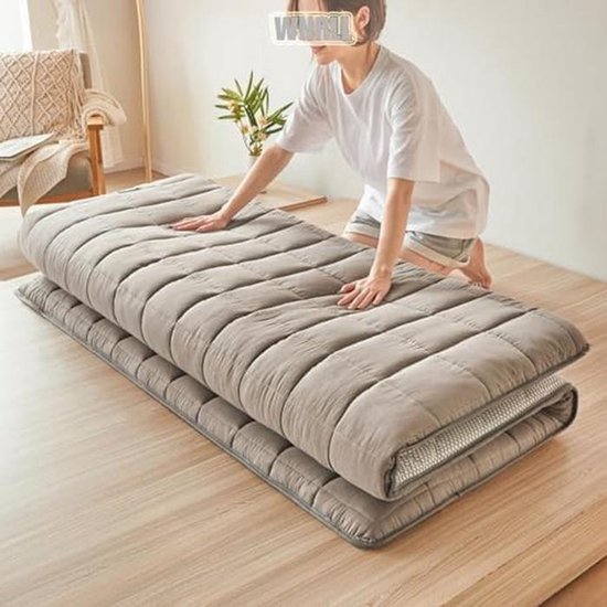 Oprolbaar Matras - Dun Futon - Ruimte Besparen - Drielaagse Constructie - 5 cm Dik - Grijs — afbeelding 4