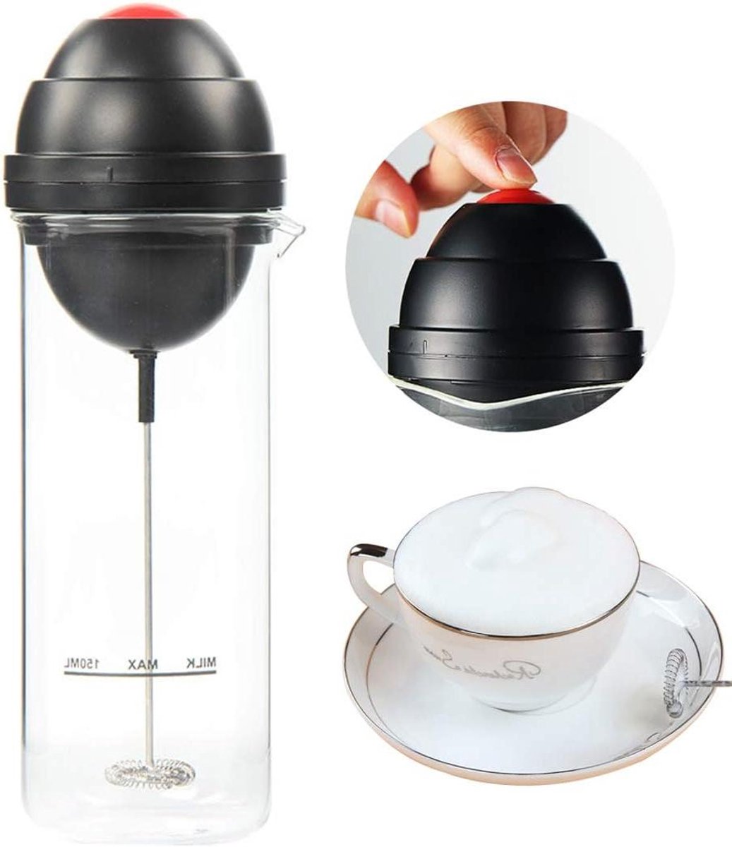 Elektrische Melkopschuimer - Melk Klopper - Koffie Maken - Roestvrijstalen Veer - 150ml - Rood