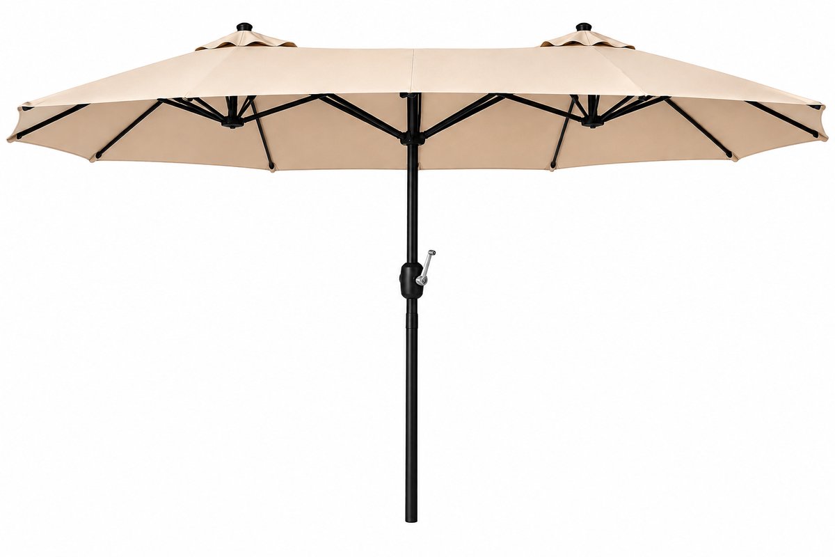 Jurrys Parasol - Terrasparasol - Tuinparasol - Dubbele parasol - Uv werend - Stabiel - Weerbestendig - 455x270x240cm - Beige