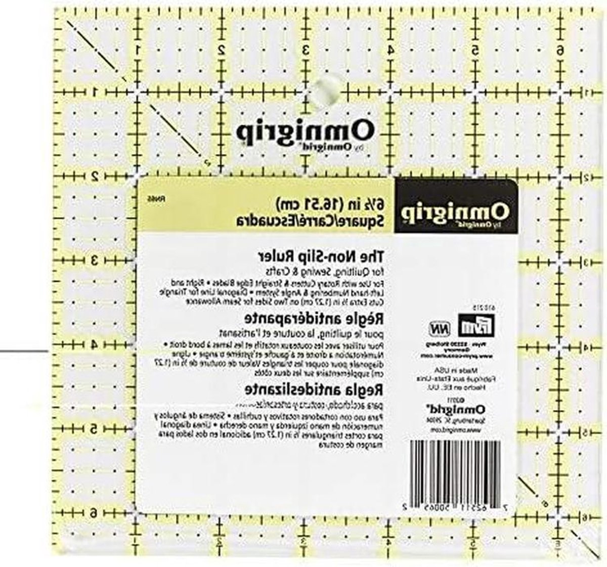 Quilting Liniaal - Naai Liniaal - Quilten Stoffen - Dubbelzijdige Markering - 162 mm - Transparant