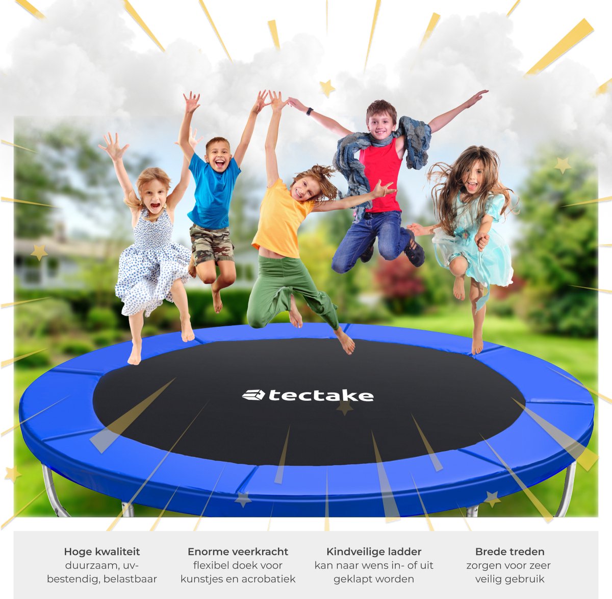 tectake® TÜV-geteste Trampoline met Veiligheidsnet - 244 cm - Kindertrampoline - Buitenspeelgoed - Sporttrampoline - Speeltoestel voor in de Tuin — afbeelding 6