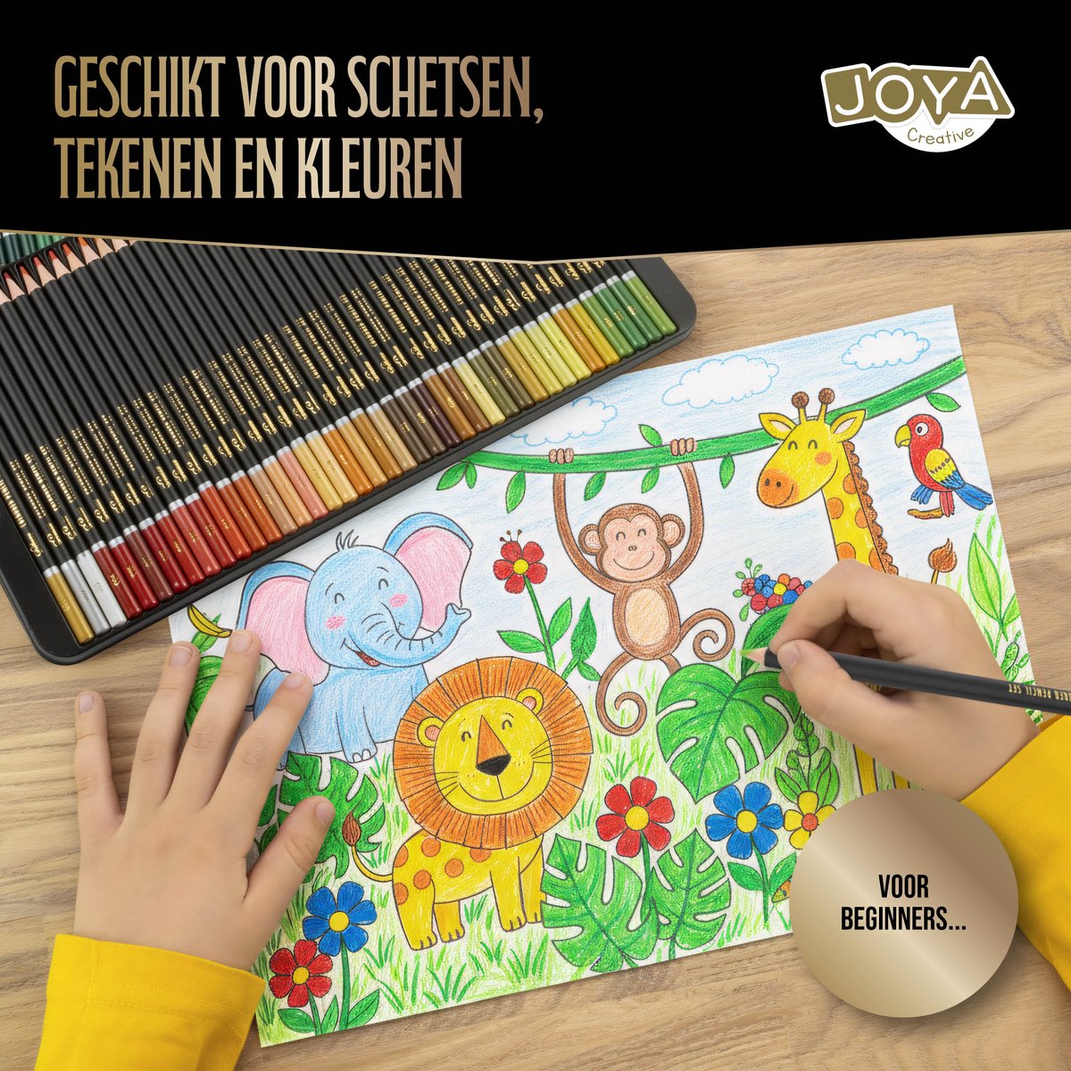 Professionele Kleurpotloden Set - 160 Stuks - Tekenset voor Volwassenen en Kinderen - in Luxe Opbergdoos met magneetsluiting - Joya Creative — afbeelding 3