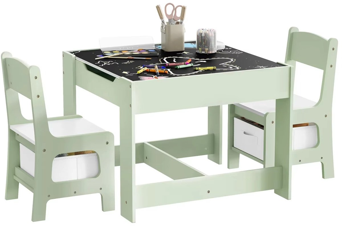HHHK - Kindertafel met 2 Stoelen - Met Opbergruimte - Kindertafel en Stoeltjes - Speeltafe