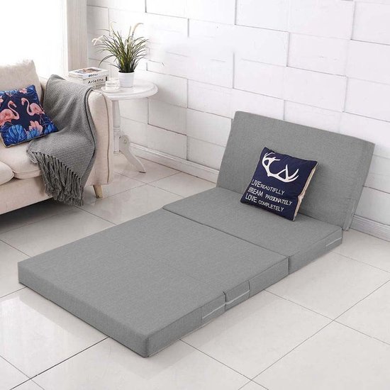 Opvouwbare Matras - Gastenbed Vouwmatras - Logeren Kamperen - Afneembare Wasbare Hoes - 120 x 200 x 8 cm - Geel — afbeelding 2