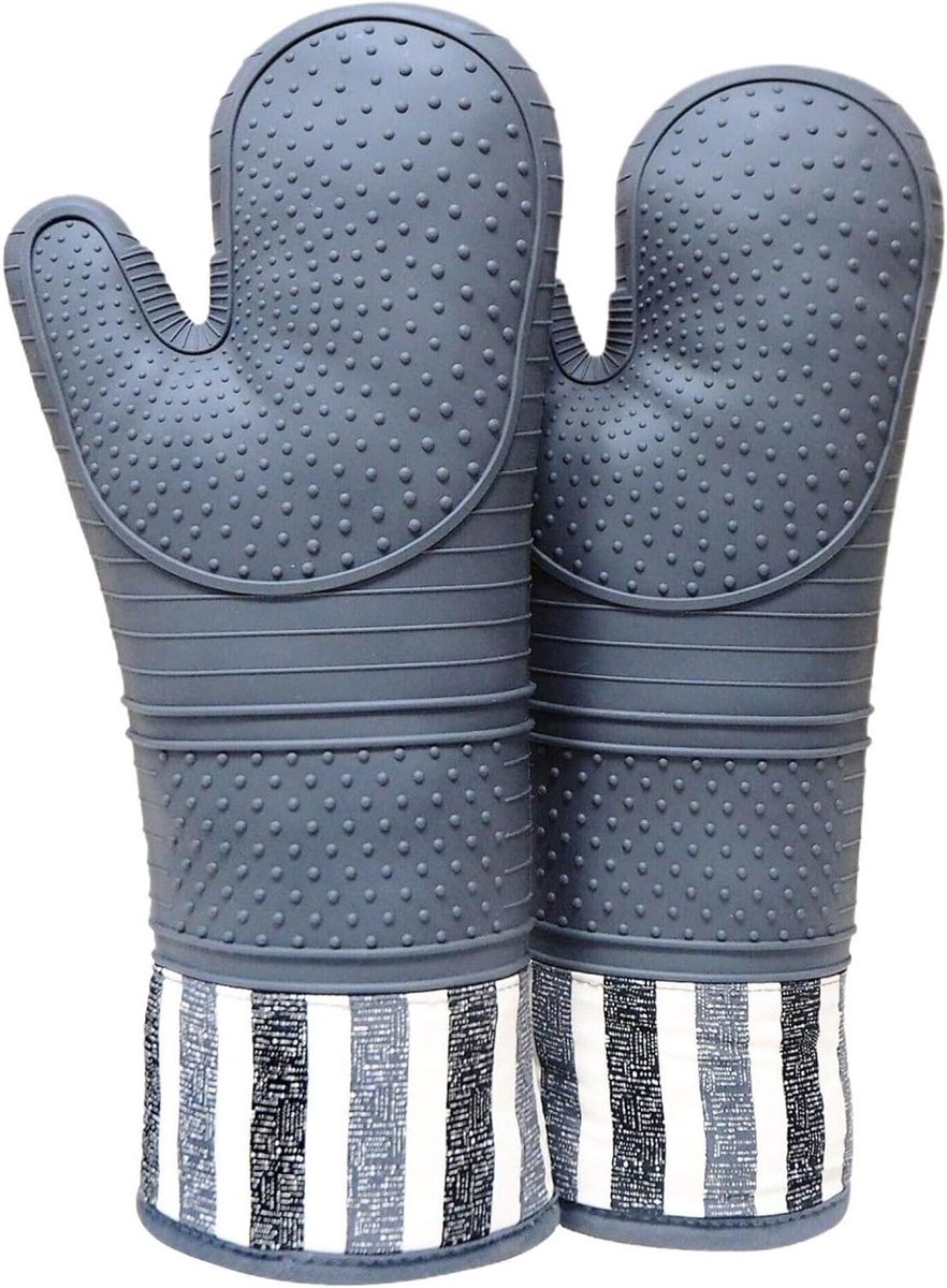 Ovenhandschoenen Hittebestendig - Kookhandschoenen Isolatie - Veilig Koken Grillen - Antislip Textuur - 38cm - Grijs