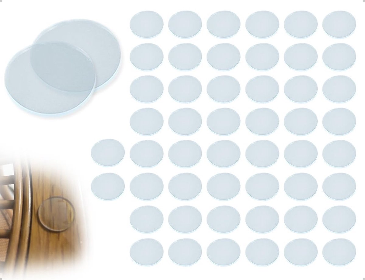 Set van 50 Transparante Zelfklevende Pads, Elastische PVC Buffers voor Meubels, Antislip Spacers en Schokdempers (25mm, Rond)
