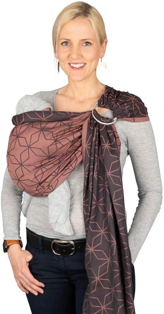 Ring-Sling Draagdoek - Baby Draagband - Baby Dichtbij Houden - Biologisch Katoen - Vanaf Geboorte - Malmö Rose
