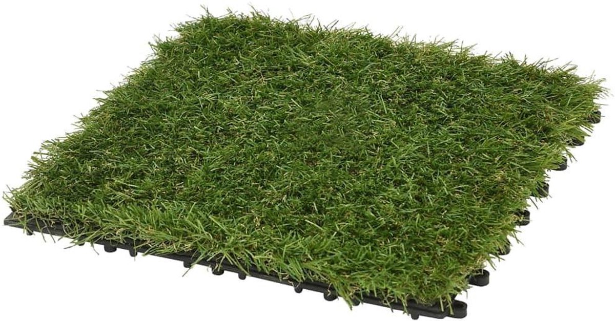Kunstgrastegels - Gazontegels - Onderhoudsvrij gazon - Praktisch insteeksysteem - 11 stuks 30x30 cm - Groen