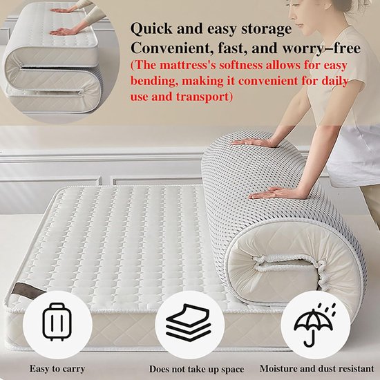 Opvouwbare matras - Logeerbed mat - Kamperen buiten - Ademend katoen - 90x200 cm - Blauw — afbeelding 5