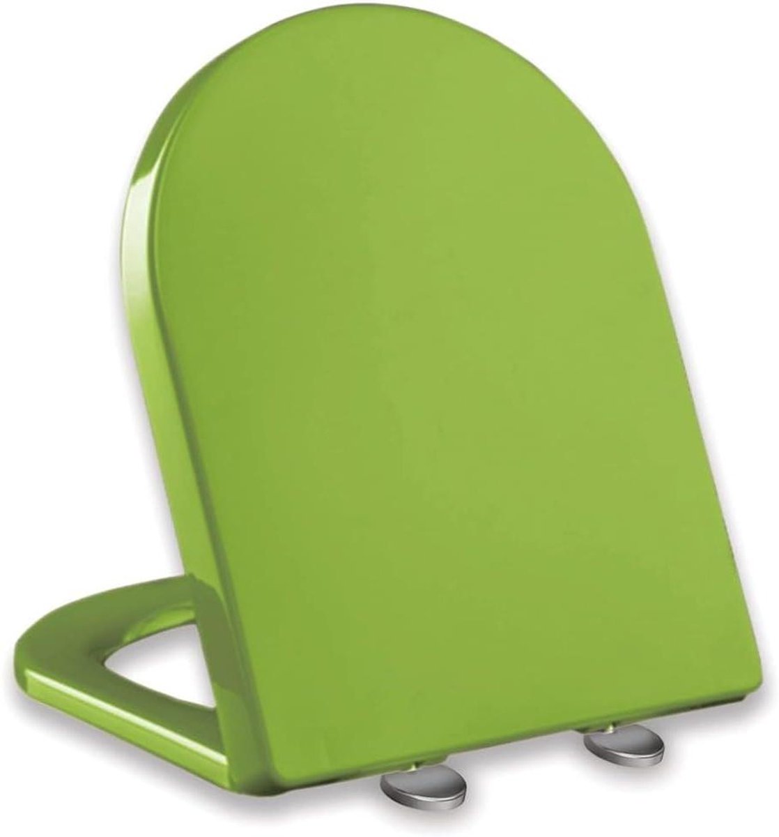 Toiletbril D-vorm - Langzaam sluitend deksel - Badkamer Verbetering - Quick Release - 360 x 460 mm - Groen