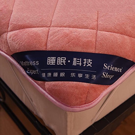 Opvouwbare futonmatras - Draagbare slaapmat - Comfortabel slapen - Meerlaags ontwerp - 150 x 200 cm - Roze — afbeelding 3
