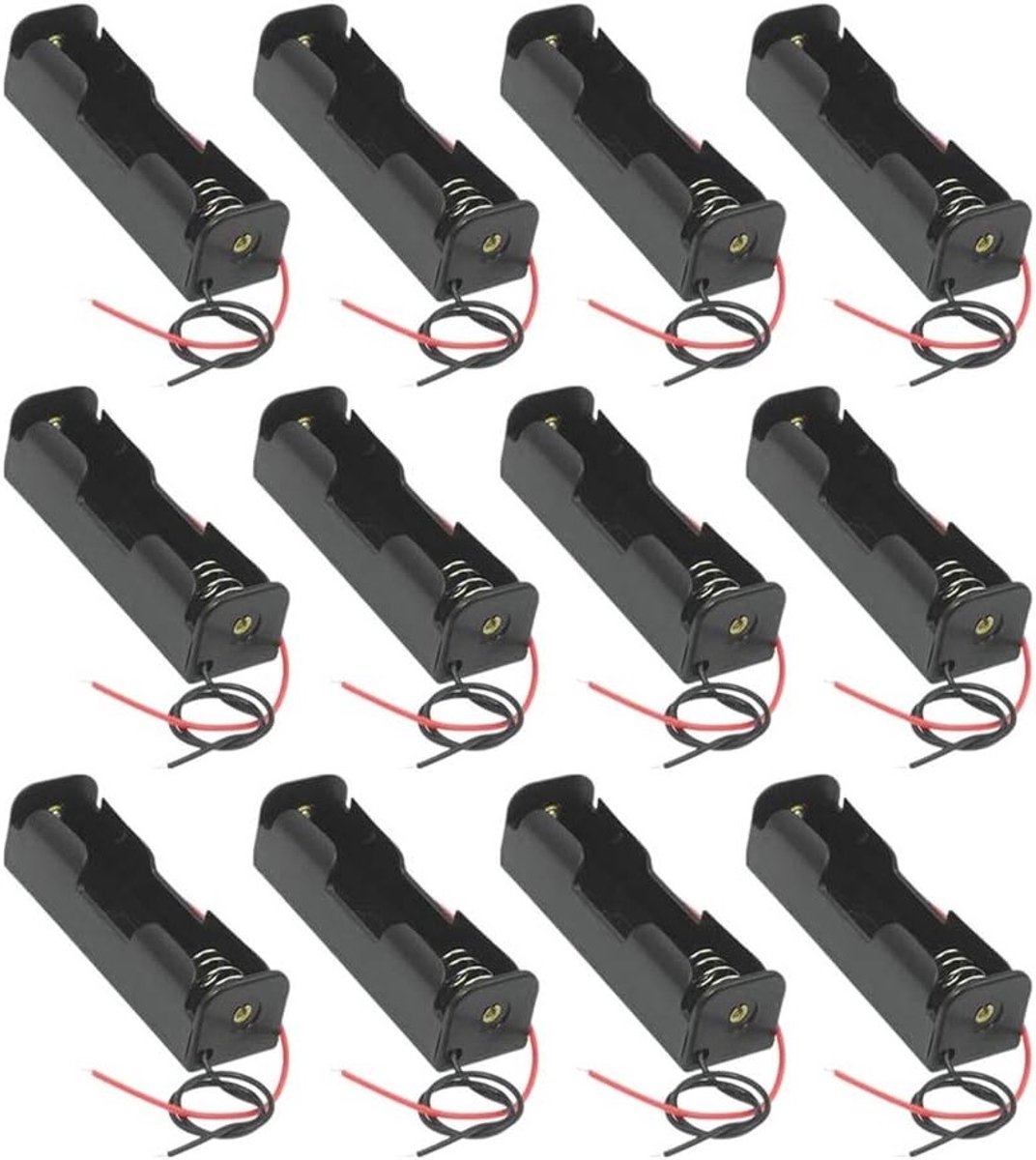 Pack van 12 3.7 V 18650 Batterijhouders, Plastic Opbergdoos met Draad voor Batterijen en Accu's