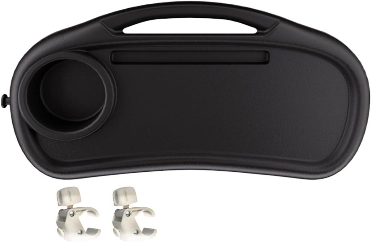 Kinderwagen Snackbak - Reis Organizer - Onderweg Eten - Afneembaar Bekerhouder - 40 x 22 cm - Zwart