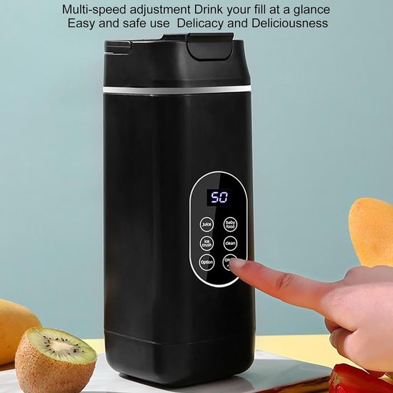 Persoonlijke Juicer - Draagbare Blender - Gezonde Drankjes Maken - Zelfreinigende Functie - 9.9 x 9.4 x 9.9 cm - Zwart — afbeelding 2