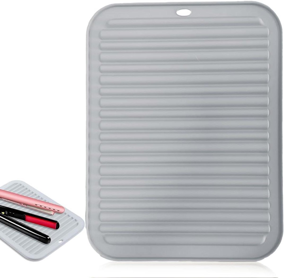 Hittebestendige siliconenmat - Styling tool mat - Styling haar - Voedselveilig siliconen - 30.5 x 23 cm - Grijs