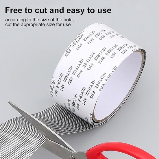 Schermreparatietape - Hordeur reparatieset - Gaten en scheuren dichten - Sterke zelfklevende - Op maat te knippen - Zwart — afbeelding 3