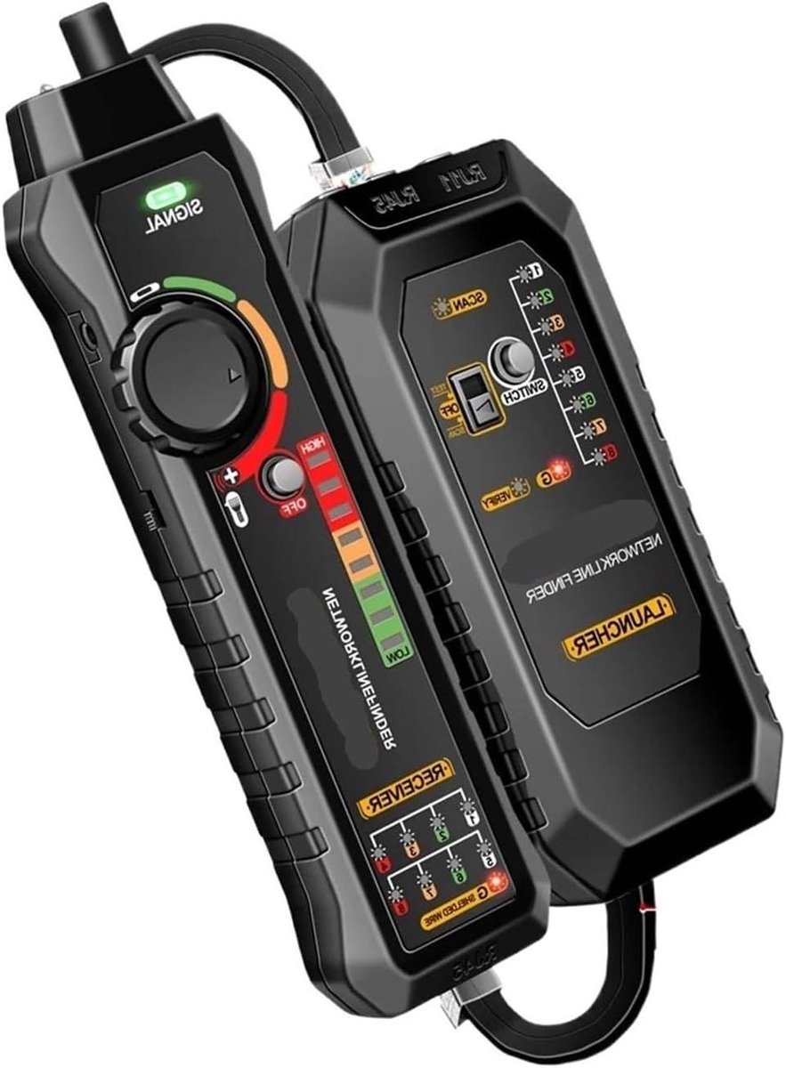 Kabeltester - Netwerktester - Bekabeling Controleren - NCV Spanningsdetectie - RJ45 RJ11 - Zwart