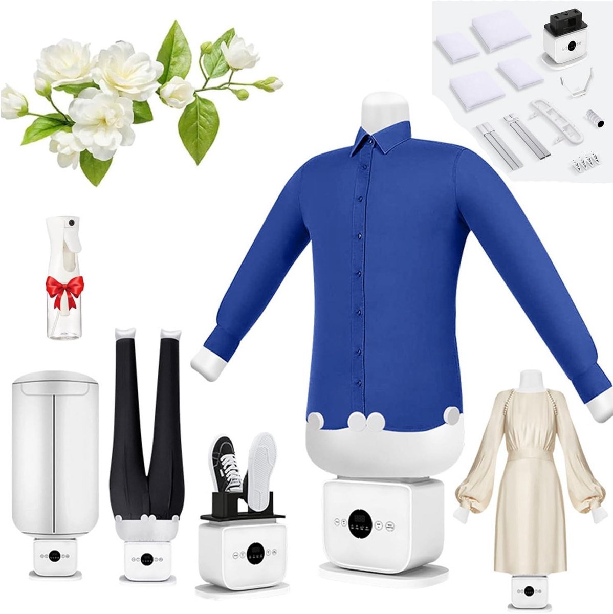 Automatische Strijkmachine - Stoomstrijkijzer Kleding - Kreukels Verwijderen - Handsfree Stoomfunctie - 360° Strijken - Wit