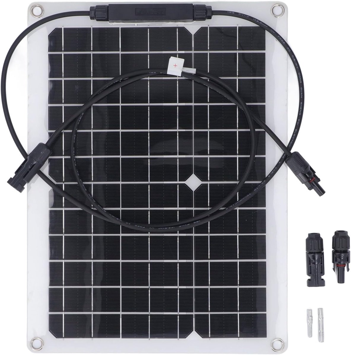 Monokristallijn Zonnepaneel - Flexibele Zonnekit - Batterij Opladen - Overbelastingsbeveiliging - 44x29x3 cm - Zwart
