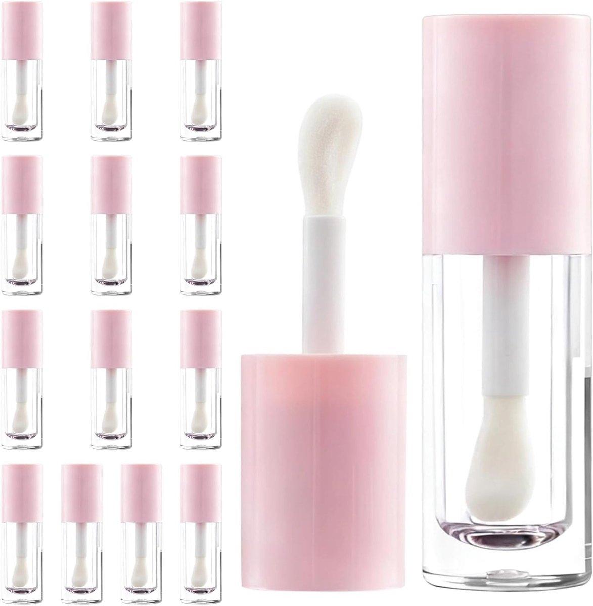 Lege lipgloss-tubes met dikke applicator, 14 kunststof houders voor doe-het-zelf cosmetica, lekvrije sluitingen en ideaal voor beautyprojecten