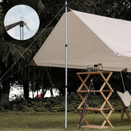 Tentstokken - Luifelstokken - Kamperen - Telescopisch verstelbaar - 23 meter - Zwart — afbeelding 2