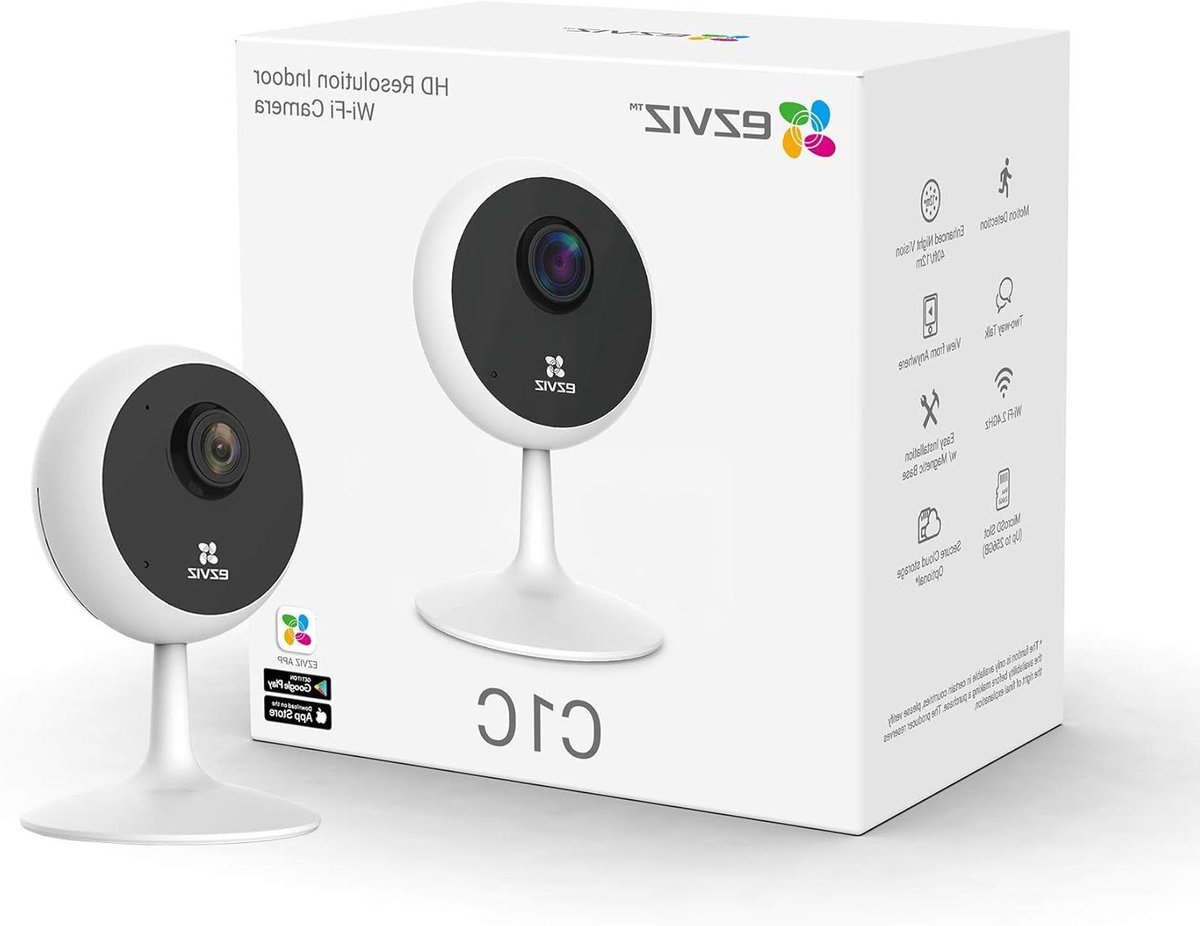 Beveiligingscamera voor binnen - Wooncamera Slim - Huisbewaking - Nachtzicht tot 12m - 720p HD - Wit