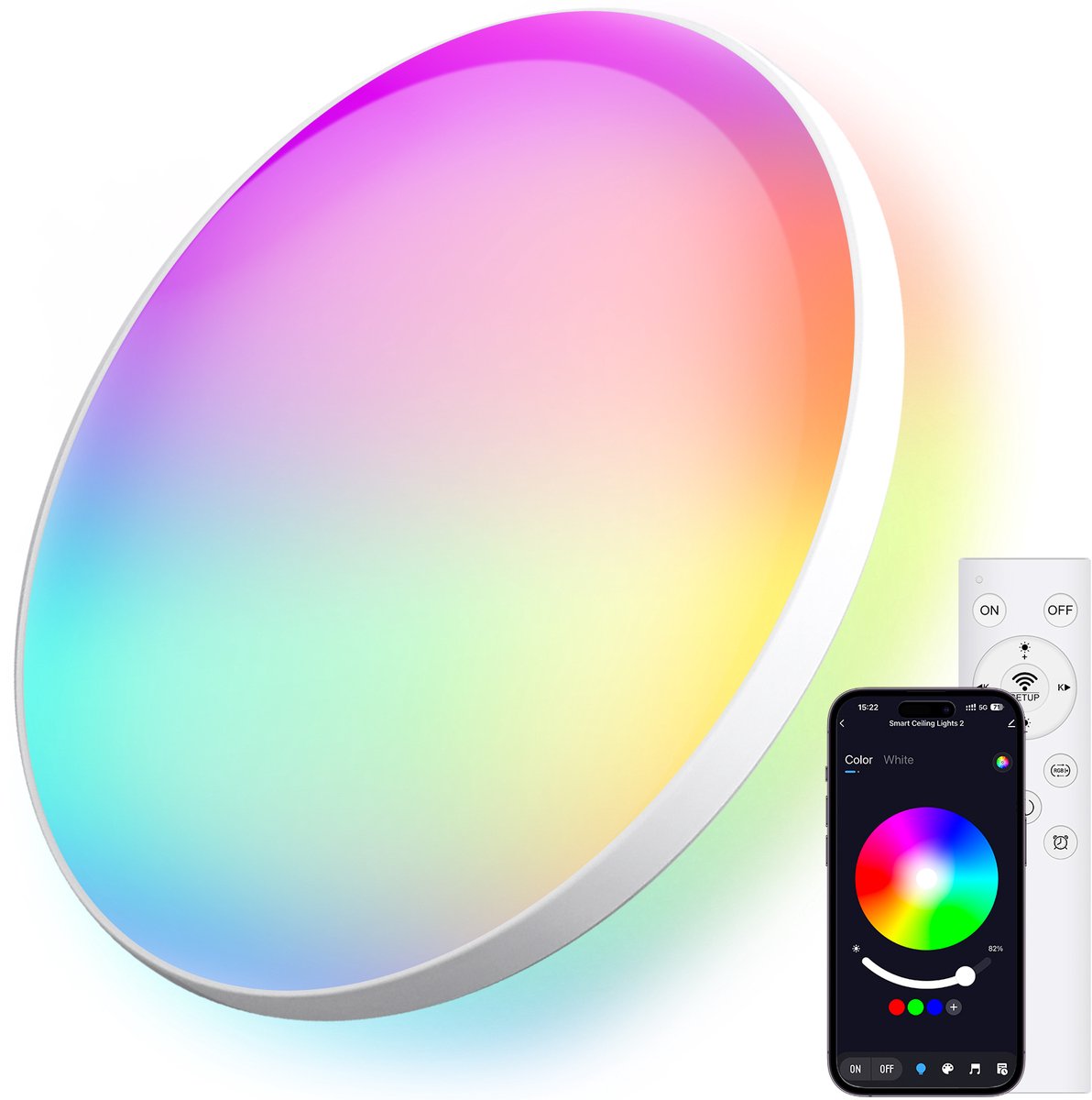 Oraymin RGB LED Plafondlamp – Met Afstandsbediening – 24W – Wit – Ø30cm