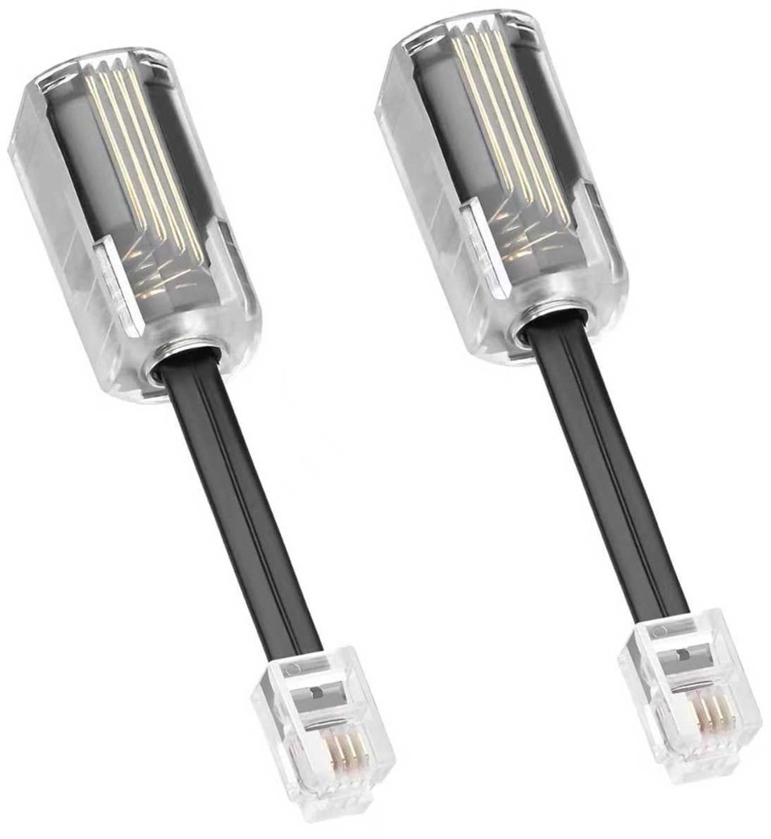 Set van 2 Telefoon Kabel Ontwarers, 360° draaibaar, Tangle-Free, Transparante RJ9 4P4C anti-knoop kabel voor vaste telefoons, Zwart, Ideaal voor thuis en kantoor