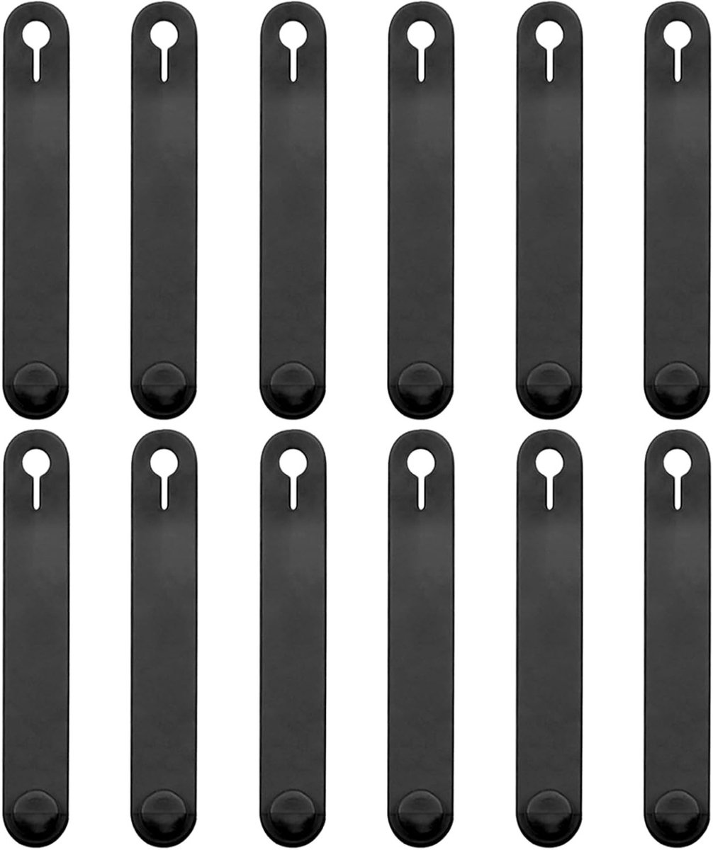 Herbruikbare Zwarte Silicium Kabelbinders - Brede Kabelorganizer voor Opladers, Computers en Motorfietsen (80mm, 12 stuks)