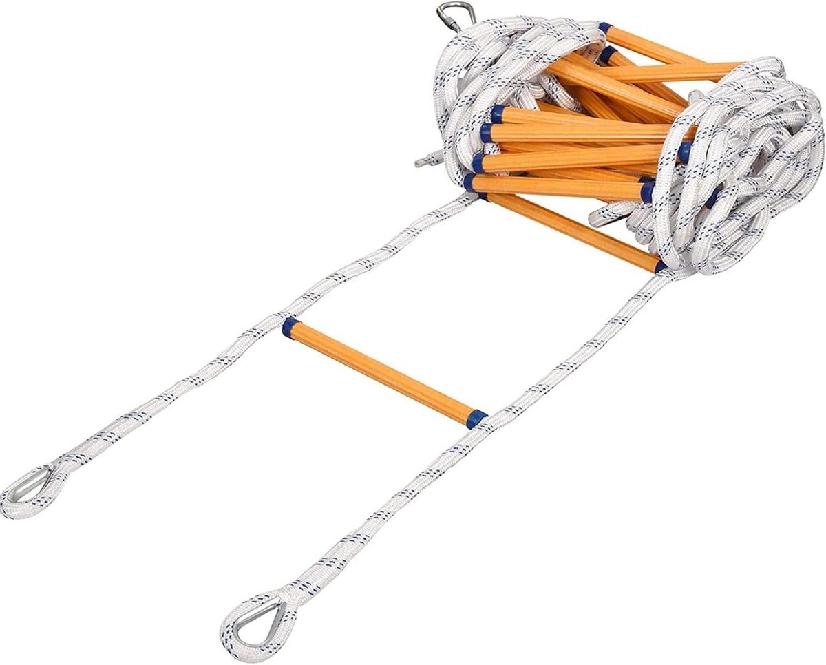 Noodladder - Veiligheidstouw - Snelle Evacuatie - Sterke Hars Ladderstok - 40 Meter - Zwart