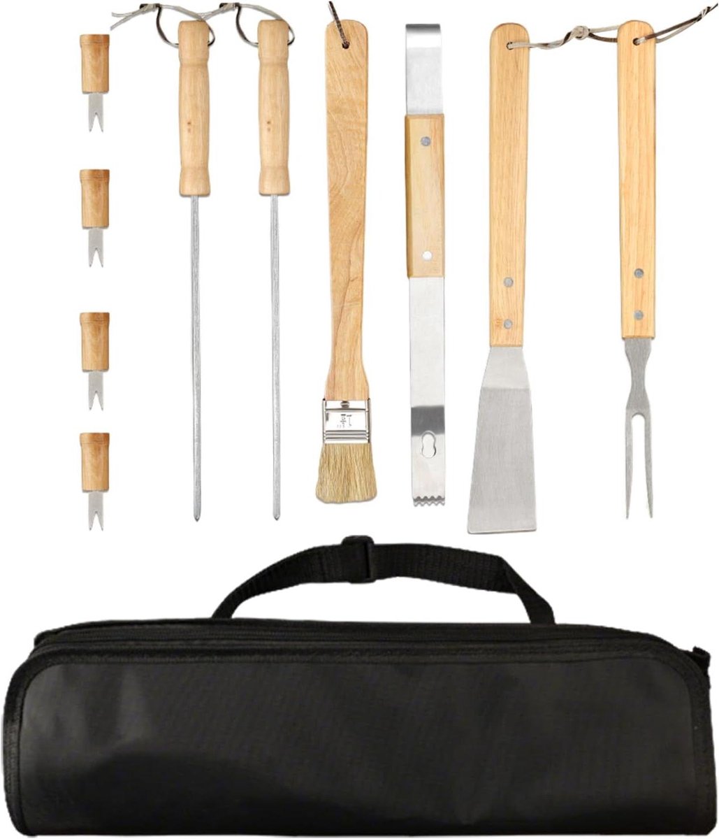 Barbecue Set - Grill Gereedschap - Buiten Koken - 10 Delig - 42 cm - Zilver