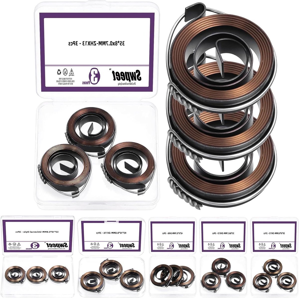 Terugveer Kit - Boorpers Veren - Machine Onderhoud - Veerstaal Kwaliteit - 3 Stuks 35mm - Zwart
