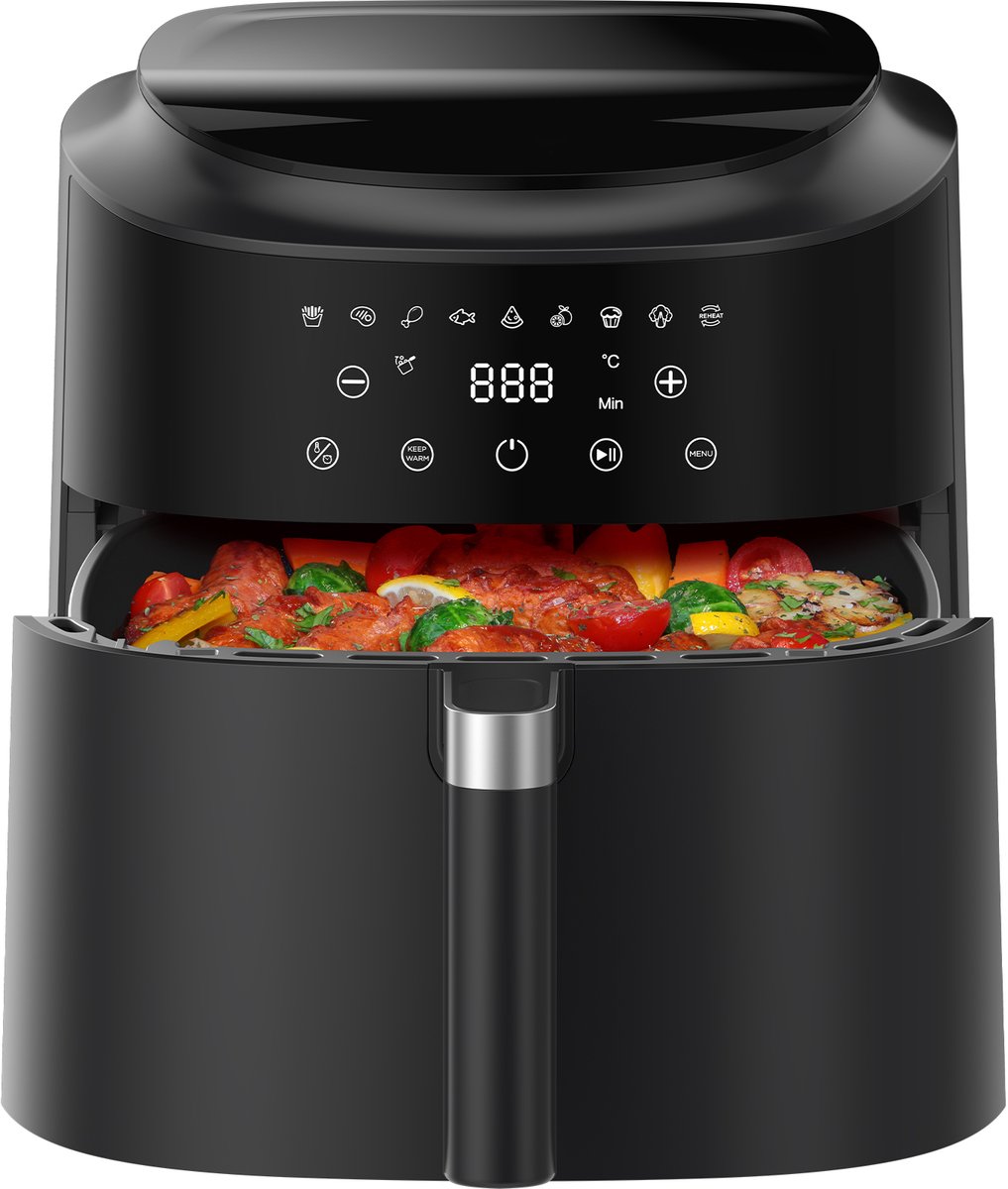 AIMASON AF80D10 XXL Heetluchtfriteuse 9L - 2350W Airfryer voor Snel Koken - 9 Programma's - LED-display - Verwarmfunctie - Metalen binnenkant - Moderne Airfryer voor Familiegerechten