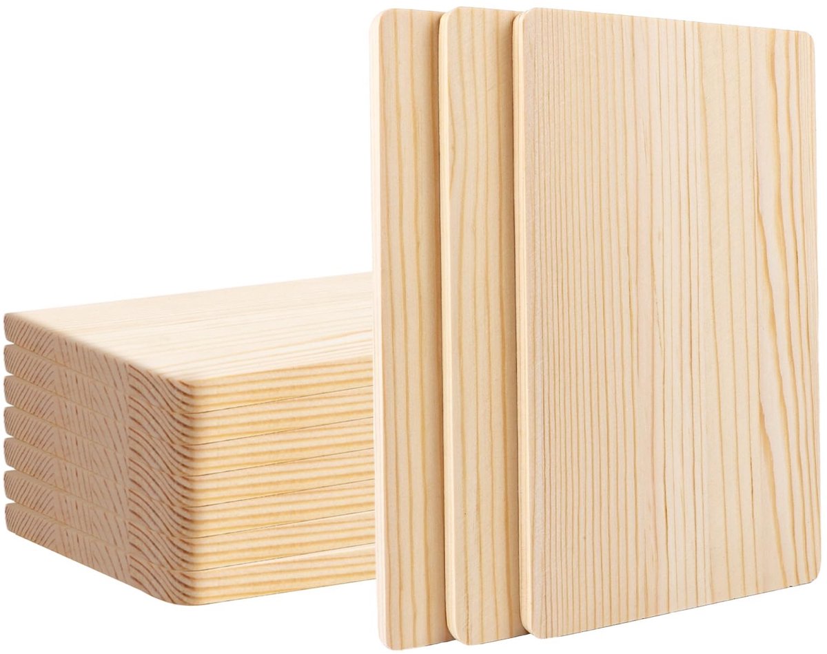 Dailygoody - OmGoods - Dailygoody - Ontbijtplankjes - Set van 10 houten planken - Ideaal voor dagelijks gebruik - 24 x 14 cm - Geschikt voor brood en vlees - Onbehandel